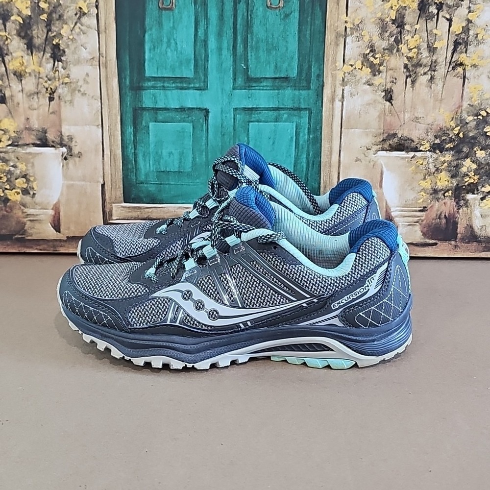 Saucony Excursion TR 10 Running Shoes, #S15322-2, Grey/Light Blue, Womens US 9